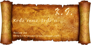 Krénusz Irén névjegykártya